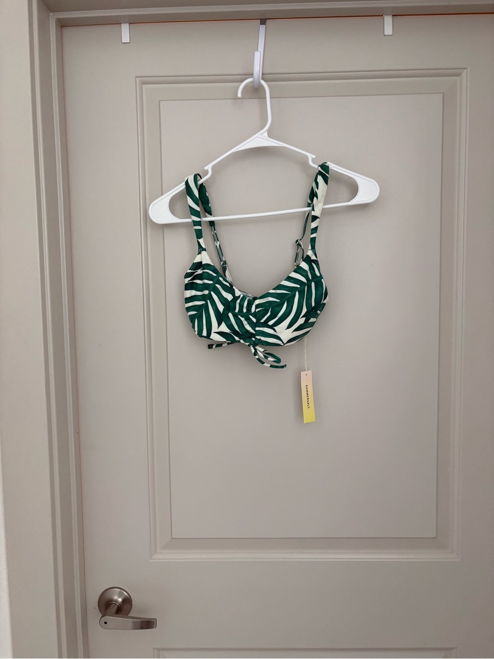 summersalt Green and white Palm-Print Bikini Top  only NWT Size 2